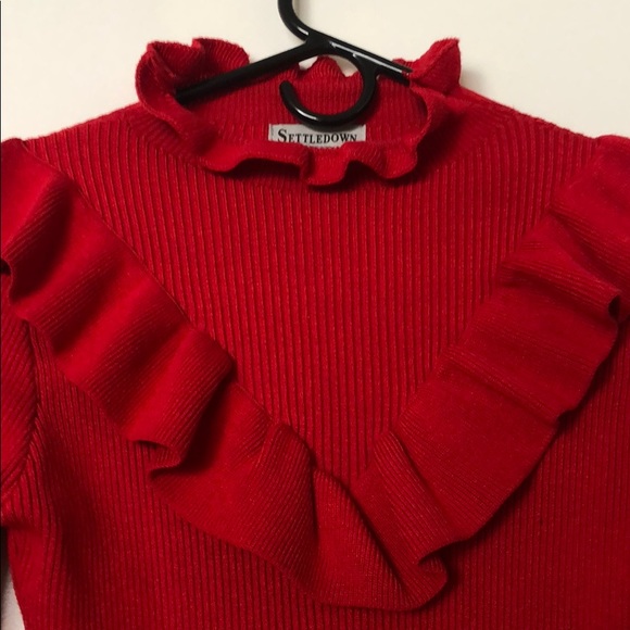 Red Ruffled Turtleneck - Picture 3 of 3